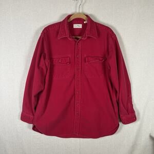 VTG LL Bean Maroon Chamois Cloth Mens Flannel Size Tall 17 XL USA *Tiny hole